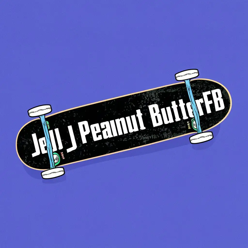 logo, Skateboard, with the text "JellyPeanutButterFB", typography, be used in Entertainment industry