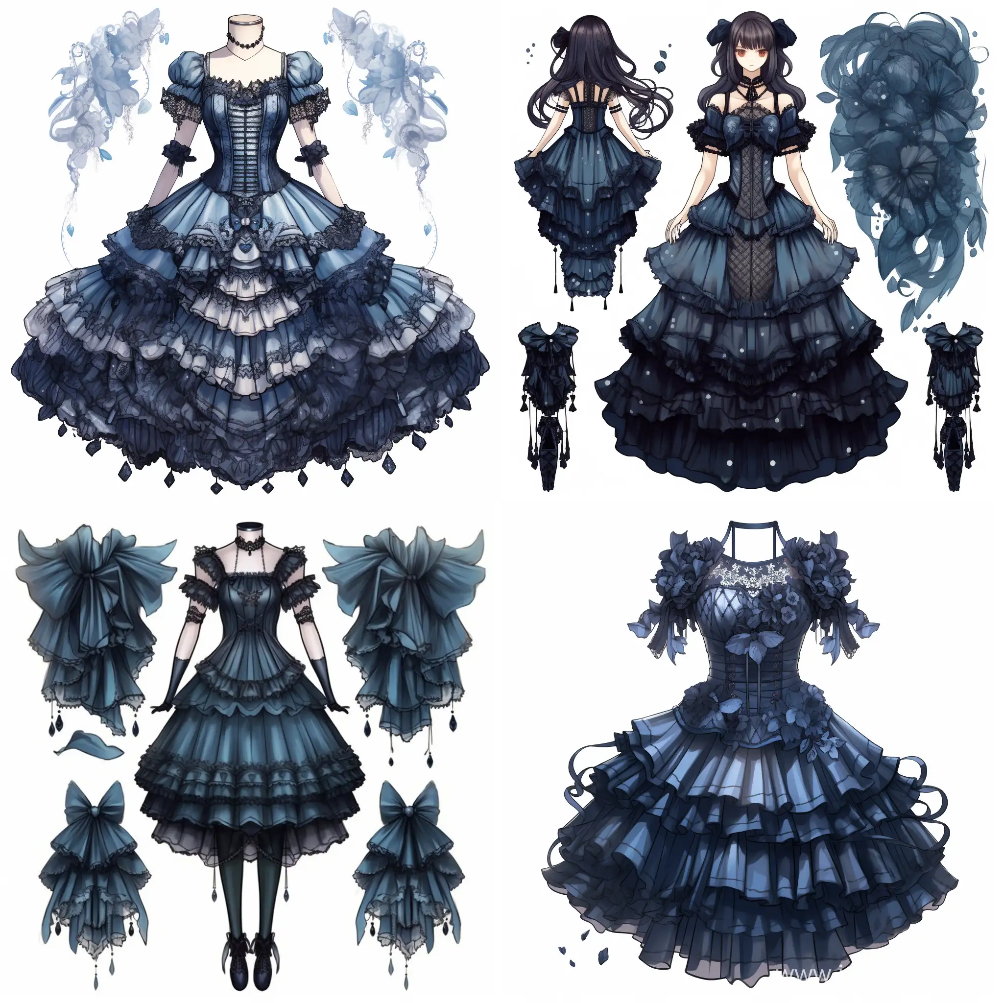 Elegant-Gothic-Lolita-Dress-in-Kawaii-Blue-Fashionable-Frills-and-Lace