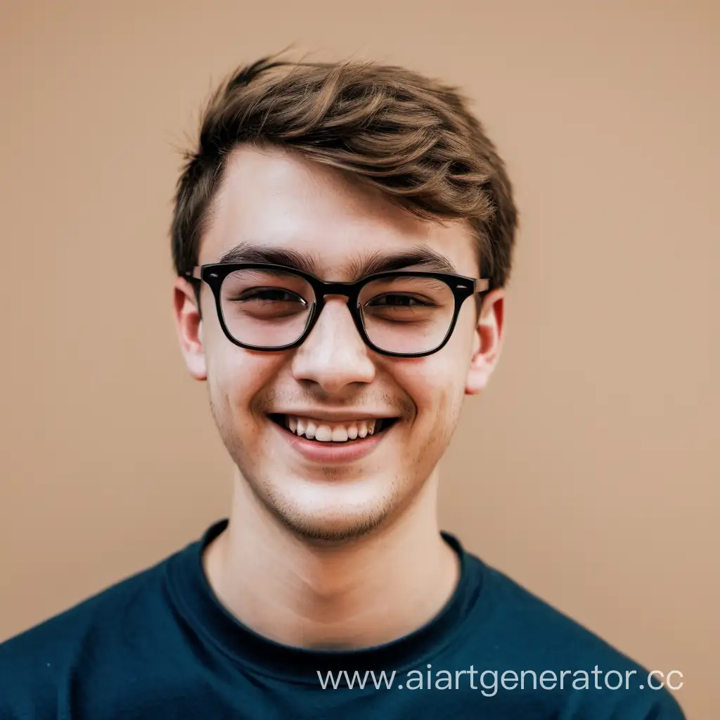 a young man in glasses slightly smiling