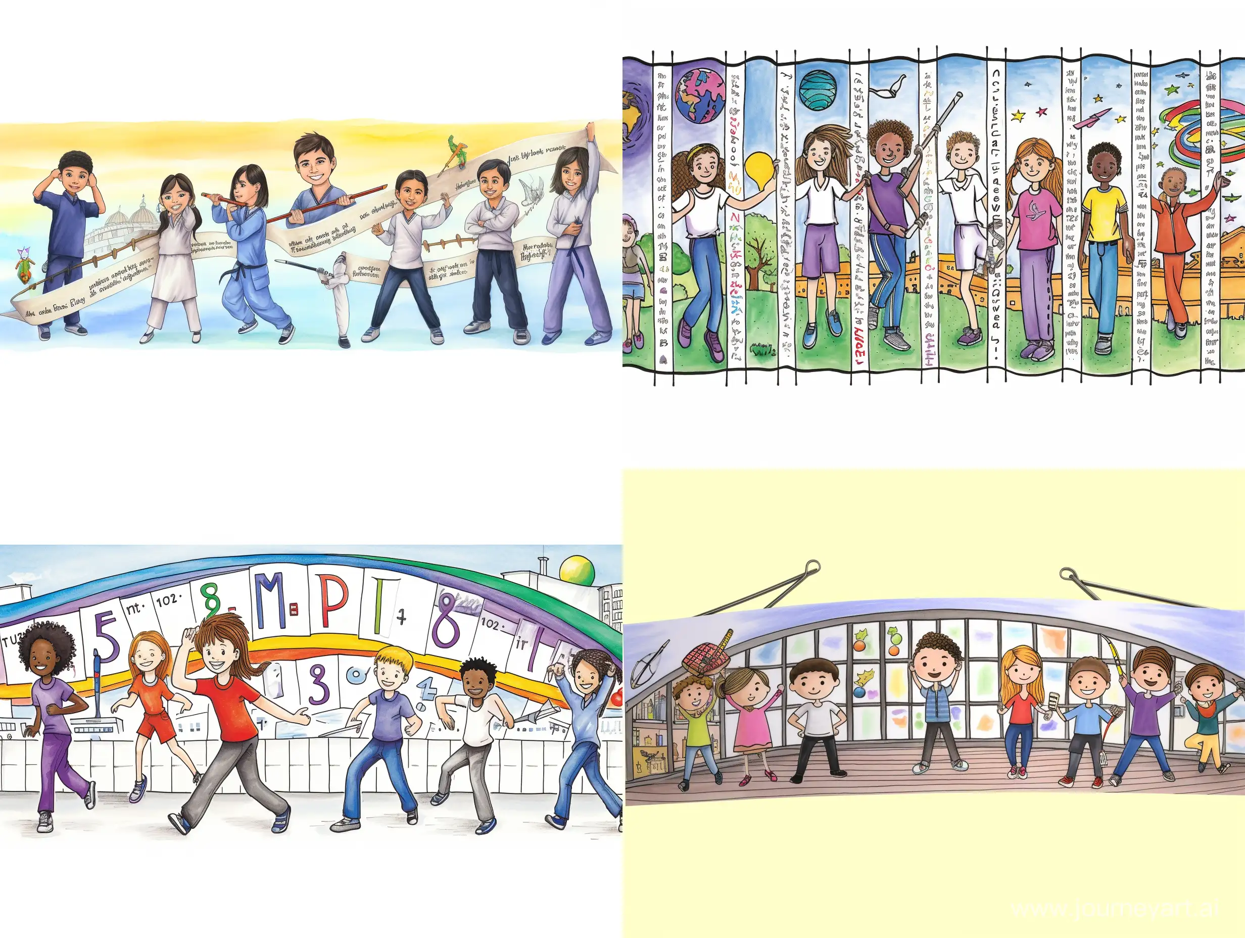 Celebrating-School-Spirit-Dynamic-Activities-of-5-Students-in-Vibrant-Rainbow-Theme