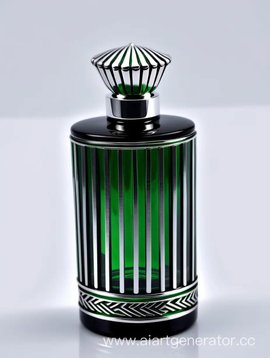 Luxurious-Zamac-Perfume-Bottle-with-Ornamental-Decor-in-Royal-Black-and-Dark-Green