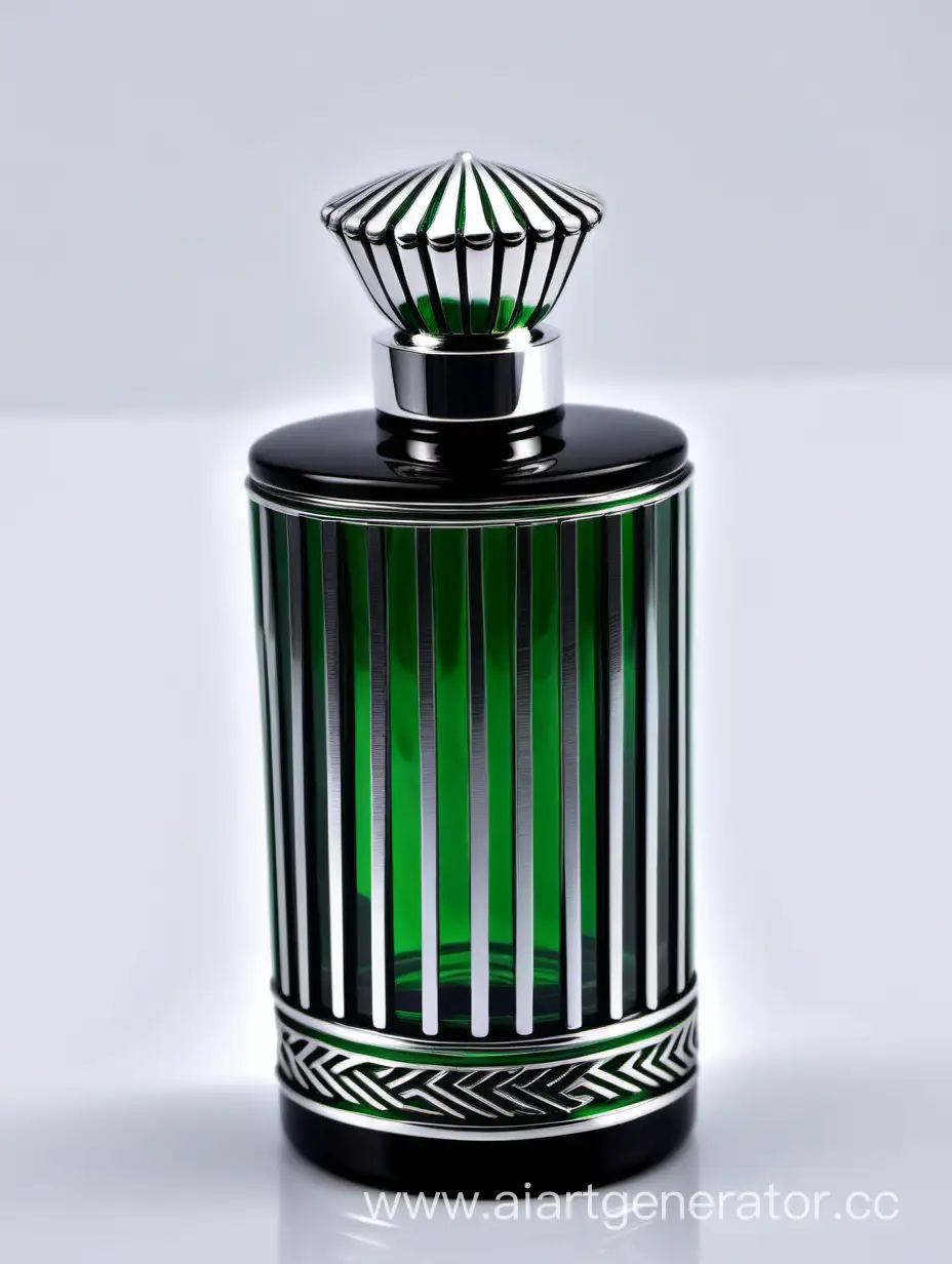 Zamac Perfume decorative ornamental  black, royal dark green  heavy bottle double in height  with stylish Silver lines cap and bottle