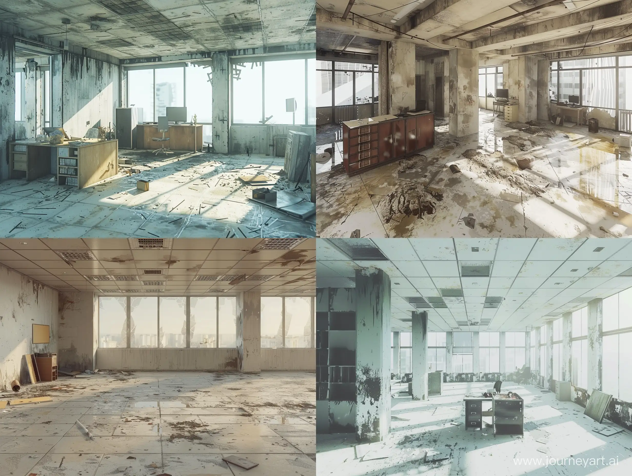 2d sprite map made of photorealistic textures rendered by Matt painting. floors, large scale. The genre of the post-apocalypse quest. objects of an abandoned office. brutalist architecture. a gloomy post-apocalyptic atmosphere. the twilight. contrast high-resolution textures with pale shades. 8k. photorealism, unreal engine
