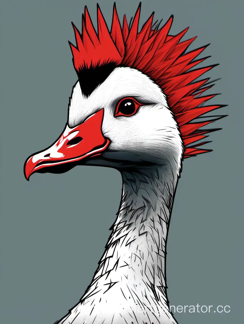 Edgy-Punk-Goose-with-Striking-Red-Mohawk
