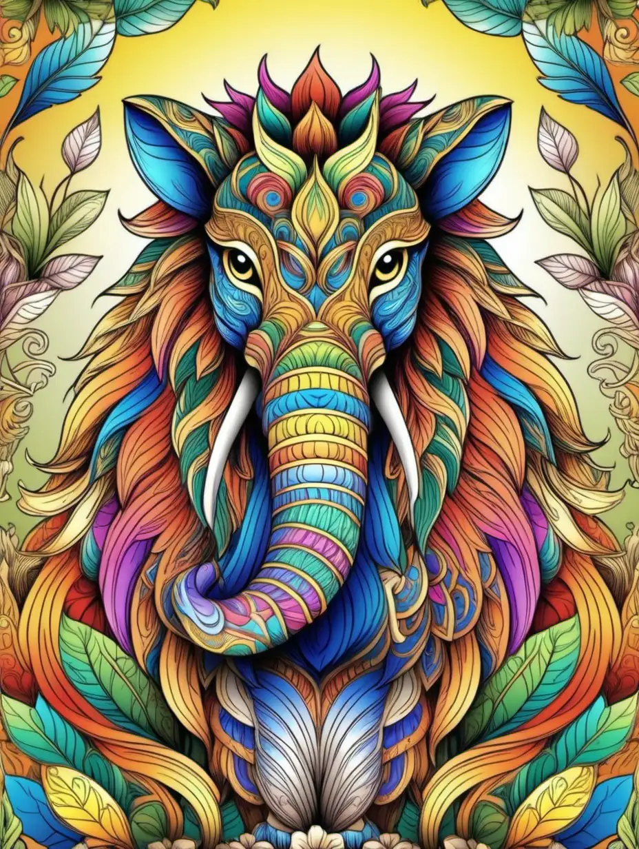 Vivid Color Animal Adult Coloring Book Detailed Fantasy Tale