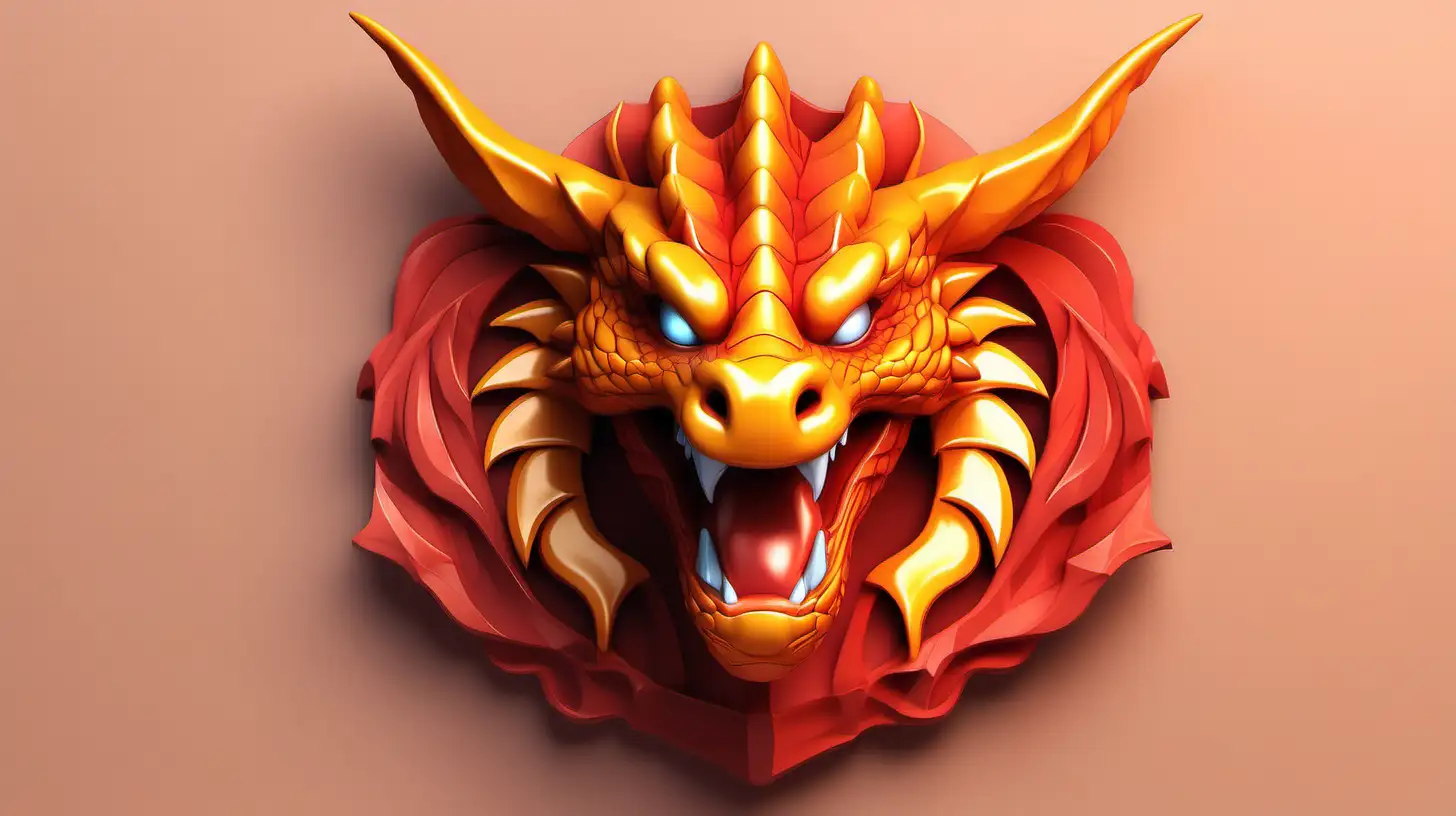 Calm dragon face 3D paint logo warm colors