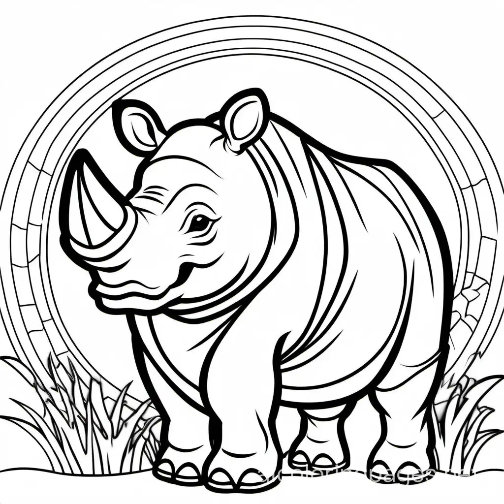 cute rhino, Coloring Page, black and white, line art, white background, Simplicity, Ample White Space. The background of the coloring page is plain white to make it easy for young children to color within the lines. The outlines of all the subjects are easy to distinguish, making it simple for kids to color without too much difficulty
, Coloring Page, black and white, line art, white background, Simplicity, Ample White Space. The background of the coloring page is plain white to make it easy for young children to color within the lines. The outlines of all the subjects are easy to distinguish, making it simple for kids to color without too much difficulty