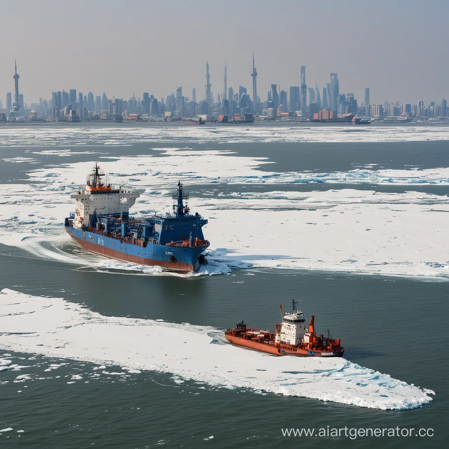 Shanghai-Seascape-Snow-Dragon-2-Icebreaker-and-Oil-Platforms