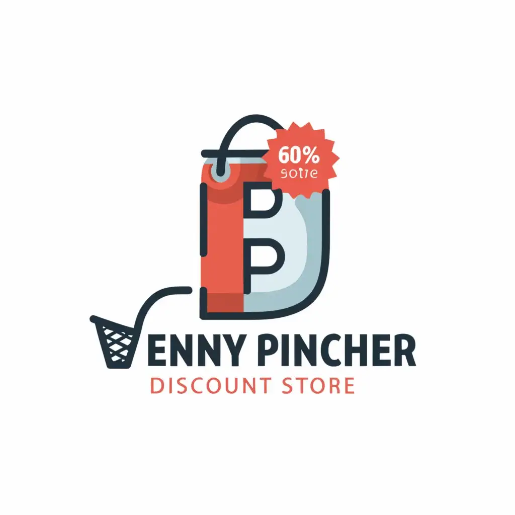 LOGO-Design-for-Penny-Pincher-Discount-Store-Bold-Text-with-Simplified-Discount-Shop-Icon