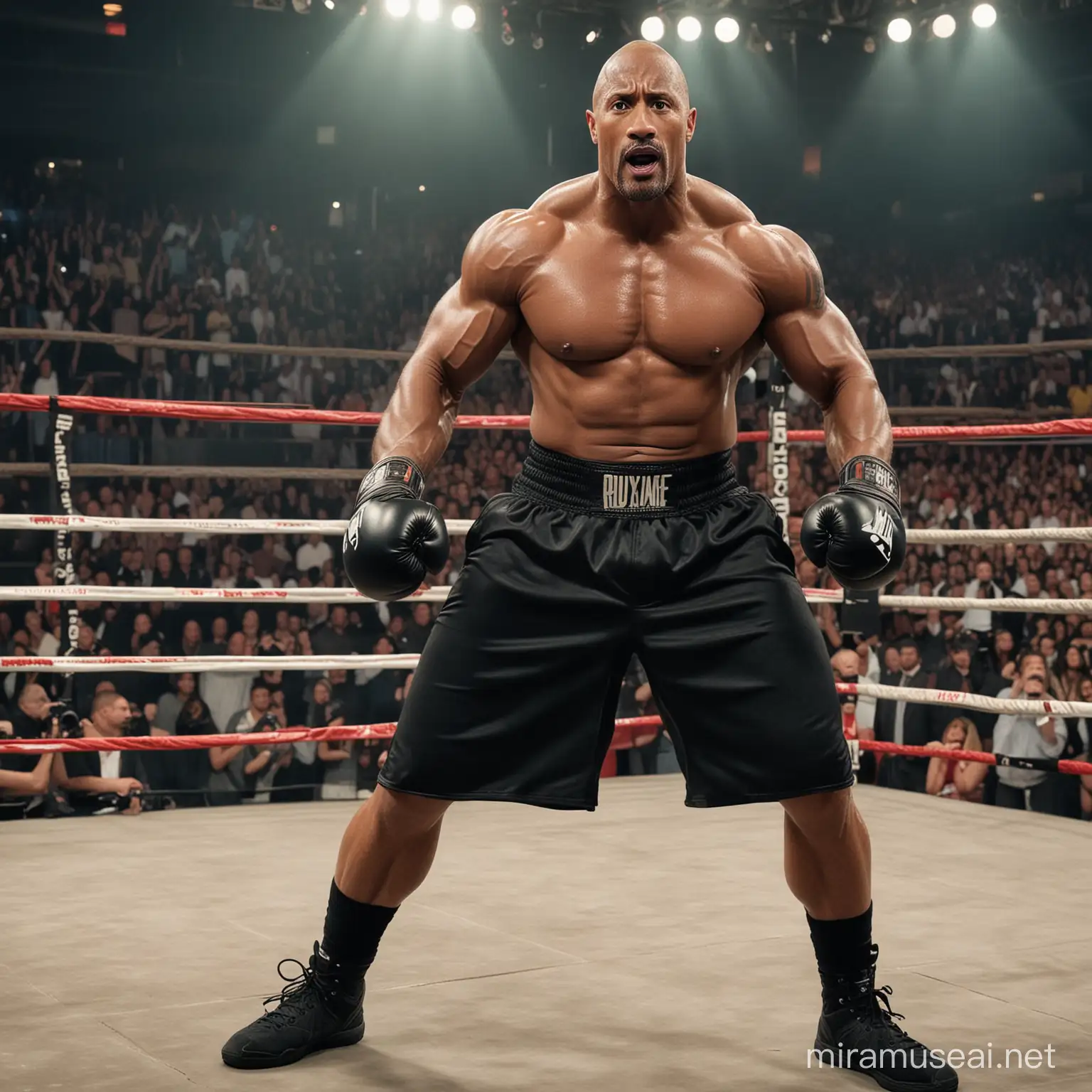 Dwayne Johnson Boxing in a Dynamic Ring Environment