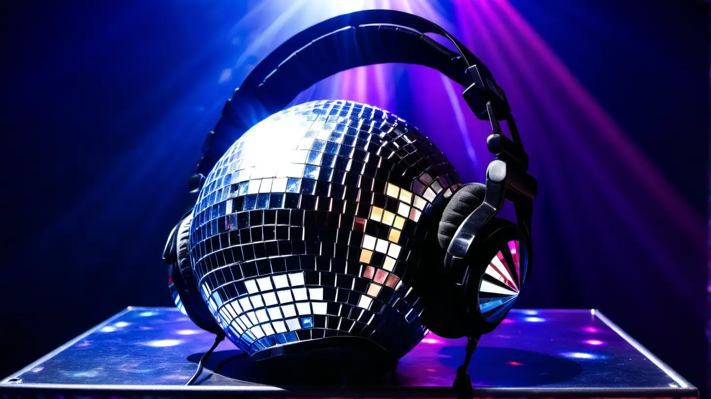 a dj headset around a discoball

