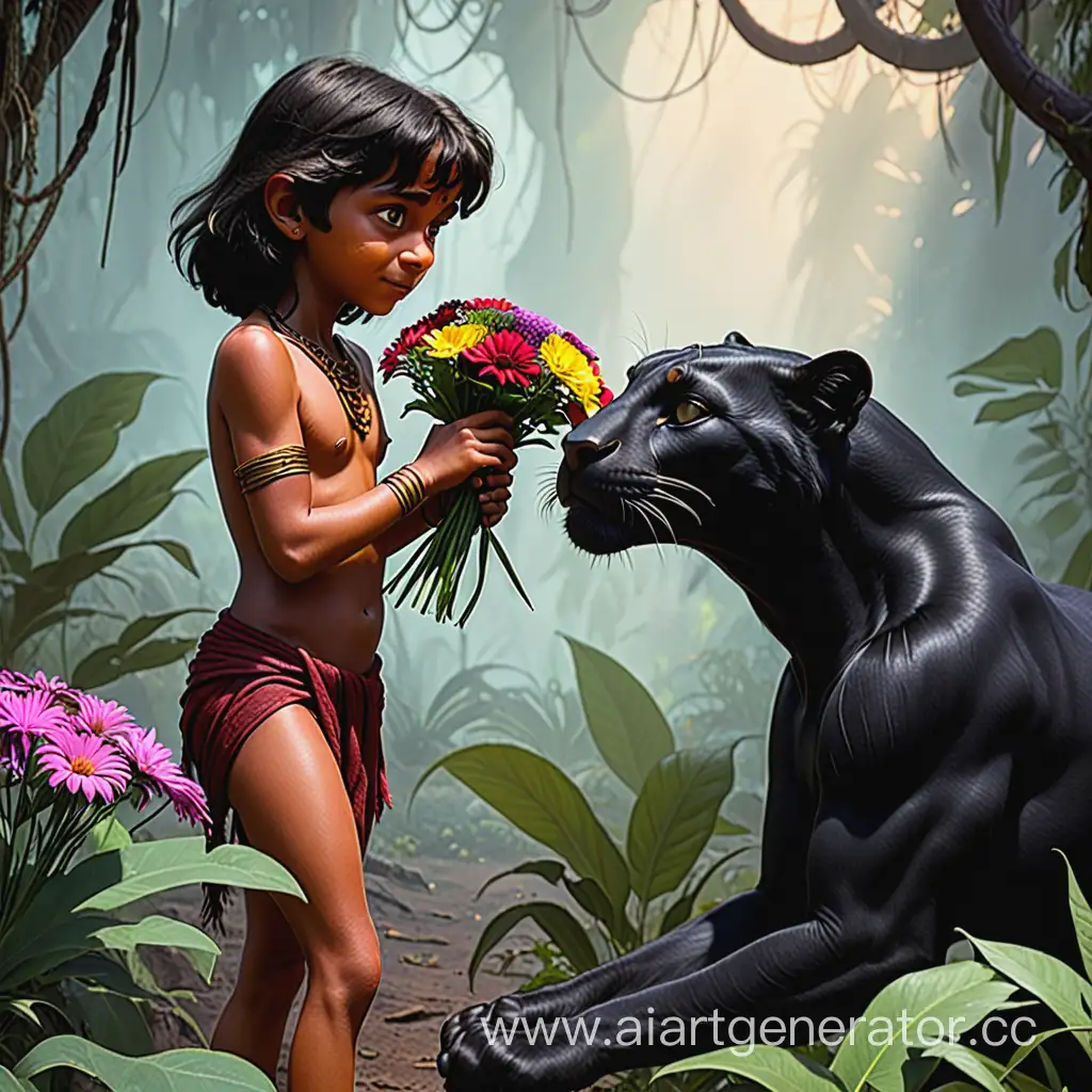 Mowgli-Presents-Flowers-to-Bagheera-in-Heartwarming-Gesture