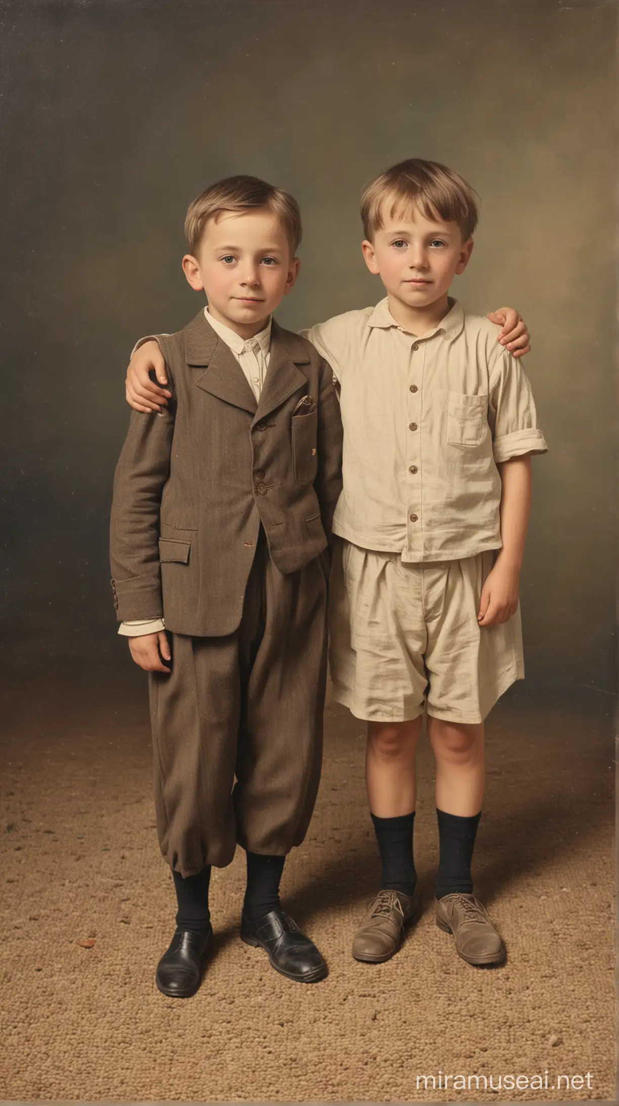 20th century Austrian small boy with his dead brother