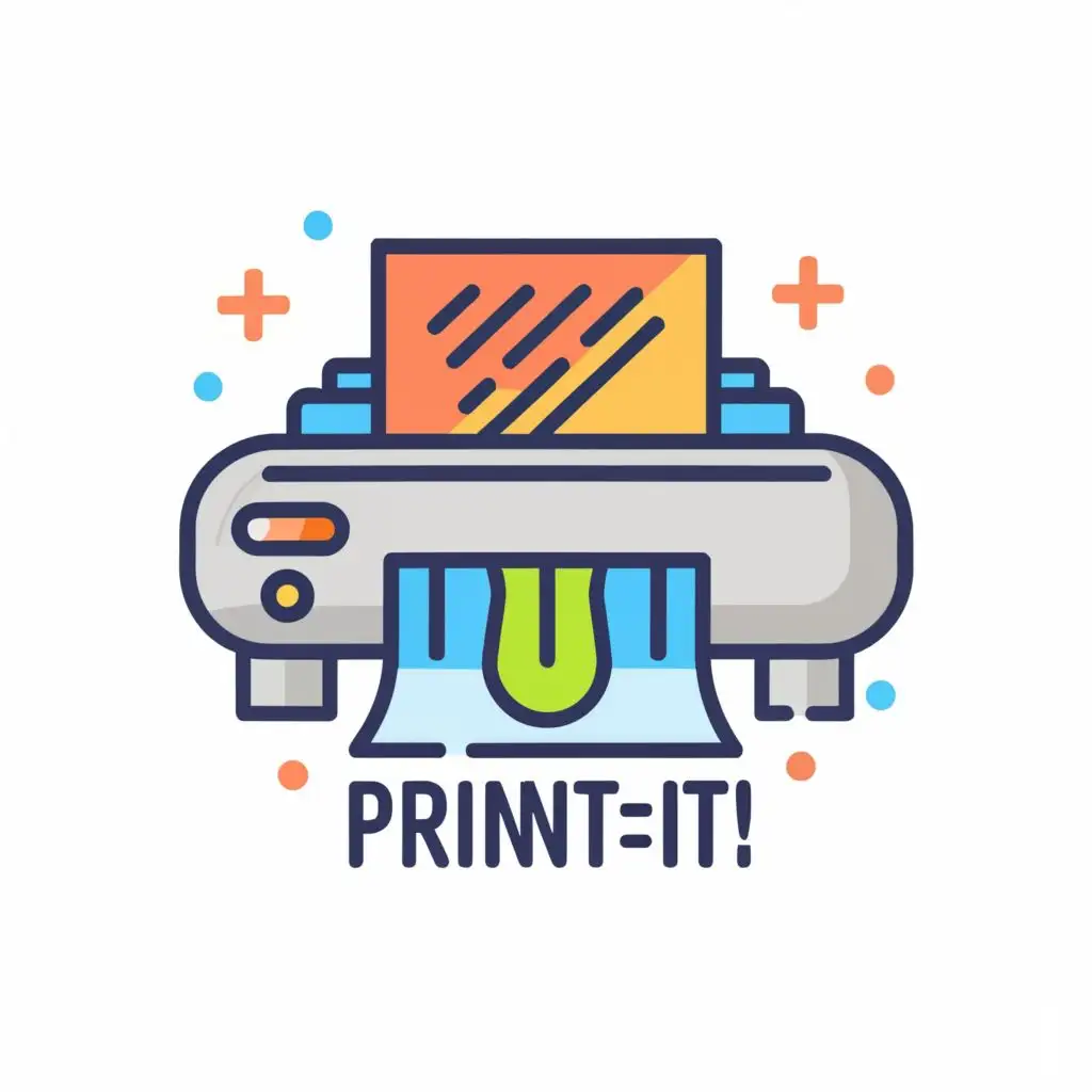 logo, a printer, with the text "Print-It!", typography, be used in Entertainment industry