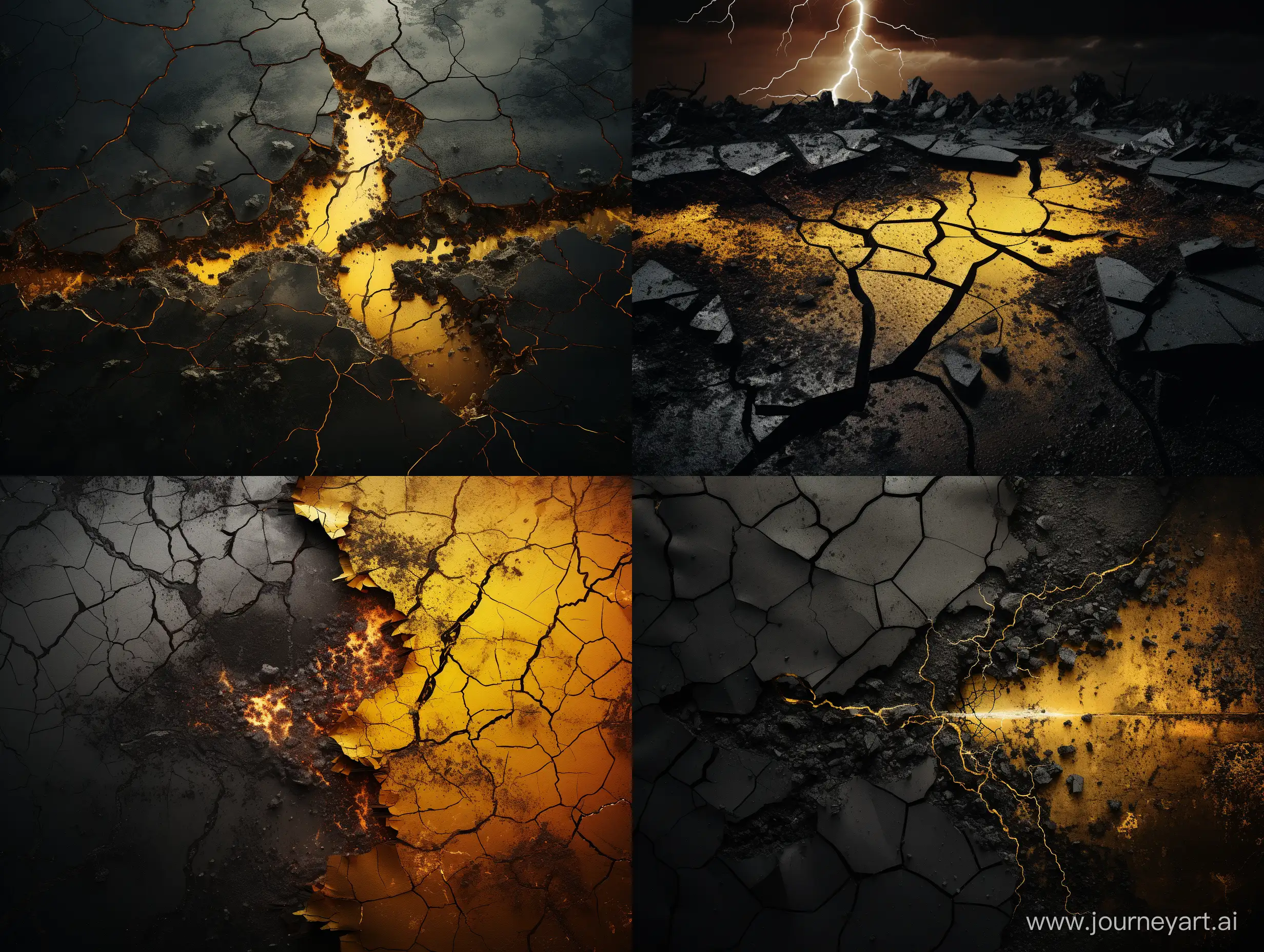 Dramatic-Lightning-Strike-Earth-Rupture-in-Black-and-Yellow-Tones
