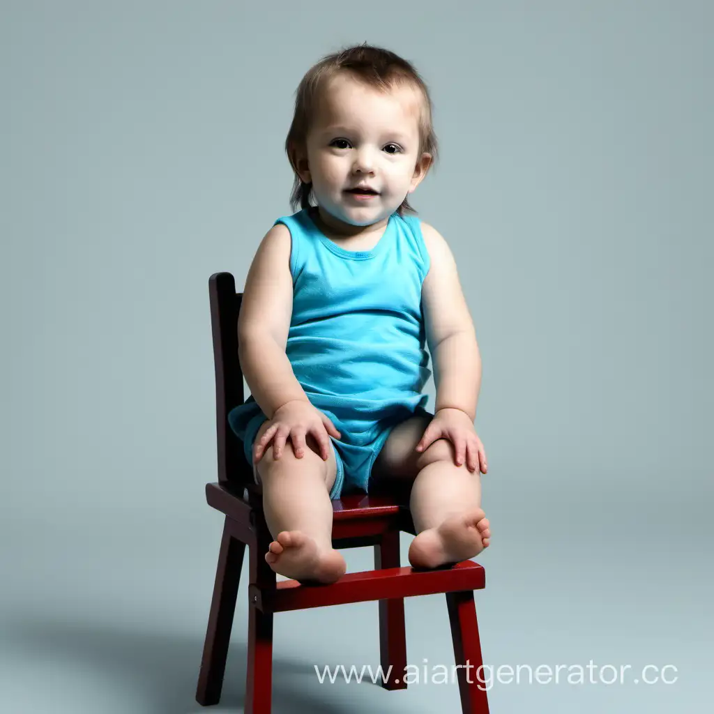 Adorable-Toddler-Relaxing-on-Miniature-Chair