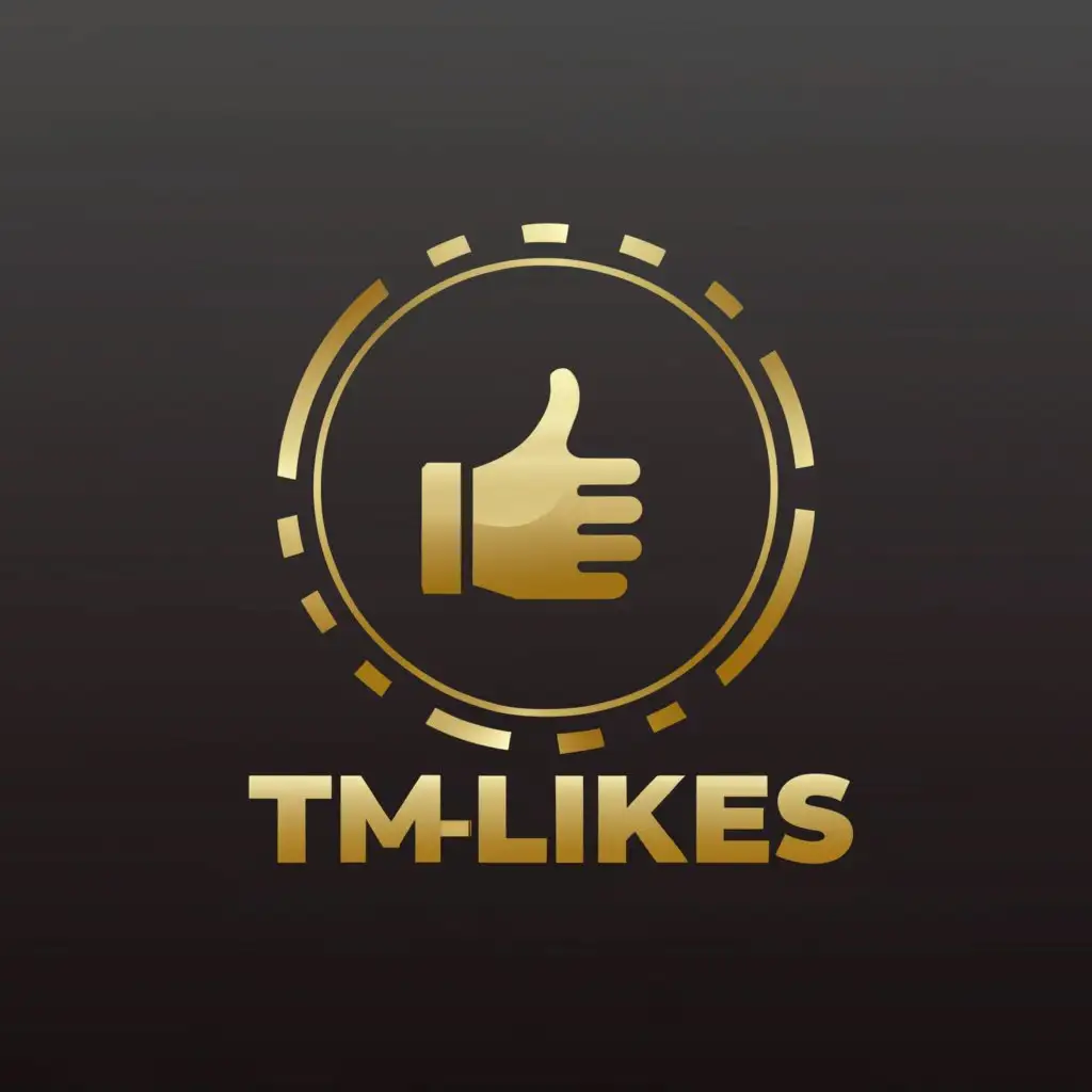 a logo design,with the text "TM-Likes", main symbol:Thumbs up/in golden circle,Moderate,be used in Entertainment industry,clear background