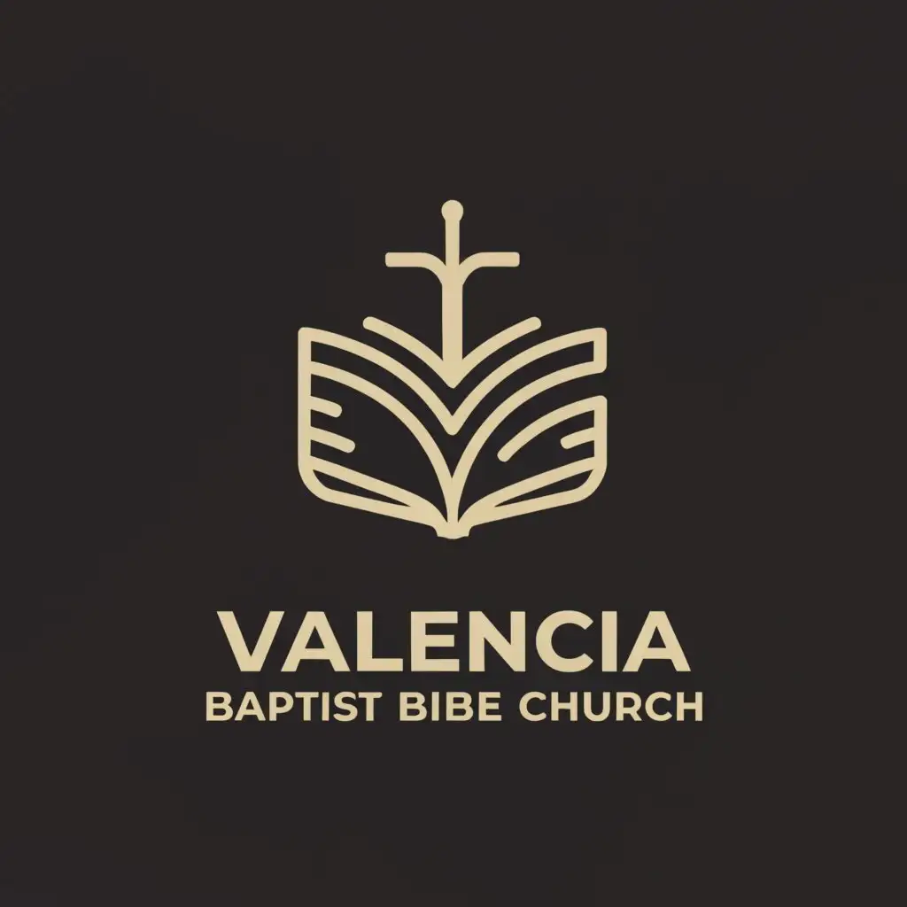 a logo design,with the text "valencia baptist bible church", main symbol:Holy Bible and a sword,Minimalistic,be used in Religious industry,clear background