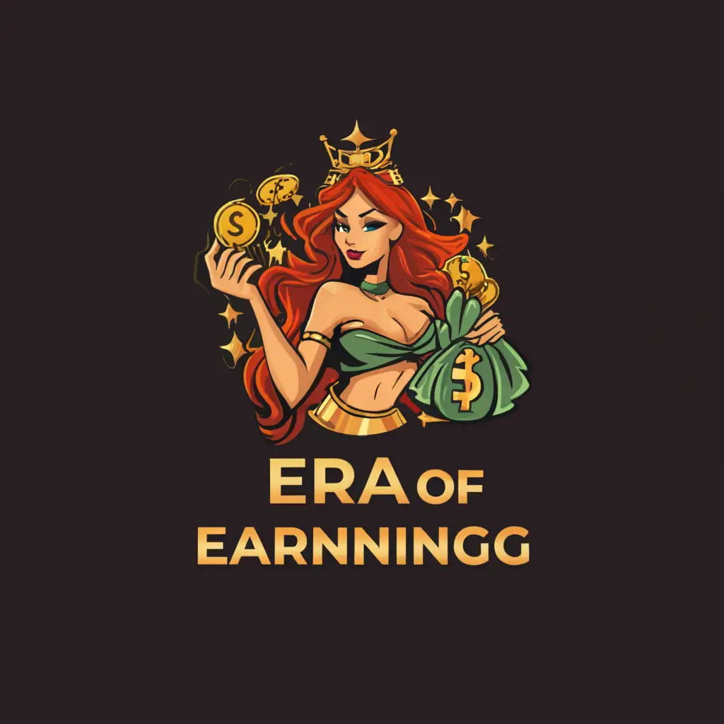 a logo design,with the text 'Era of Earning', main symbol:redhead, money,Moderate, clear background
