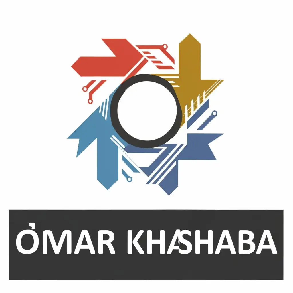 logo, Arrow, with the text "Omar Khashaba", typography, be used in Technology industry
