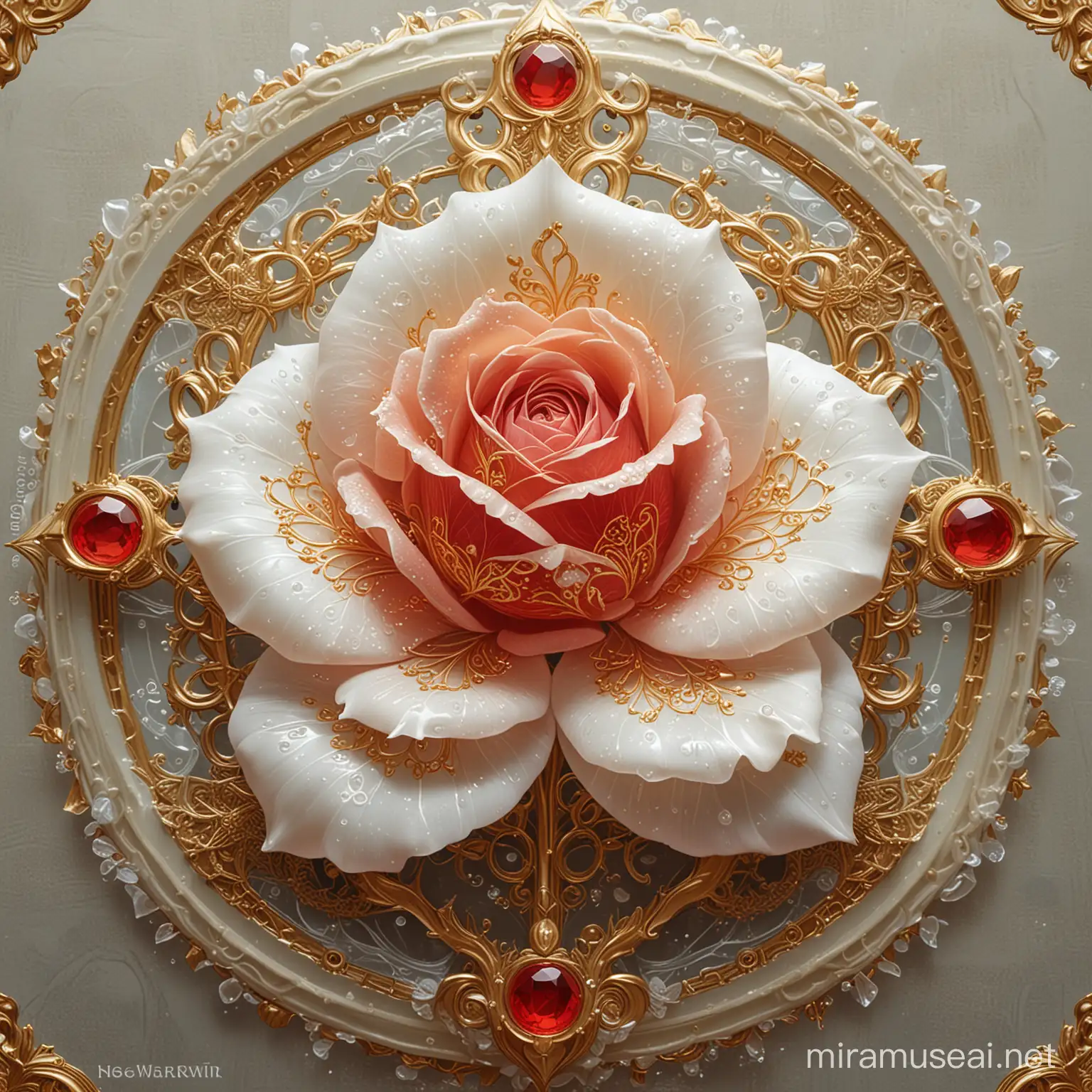 Ethereal Ice Rose Artifact Infographic Dreamy Floral Illustration Inspired by Final Fantasy 10