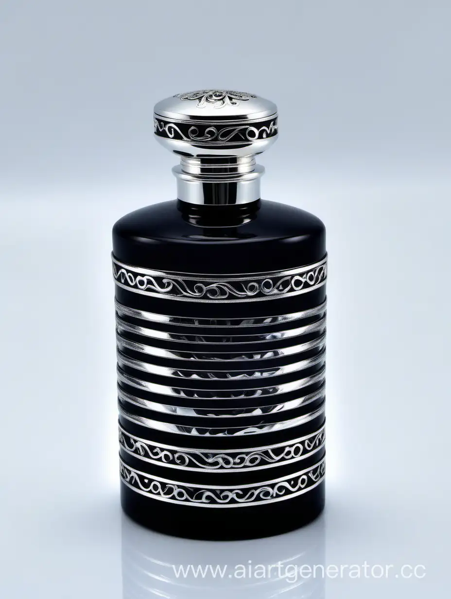 Luxurious-Zamac-Perfume-Bottle-with-Decorative-Ornamentation-and-Stylish-Silver-Accents