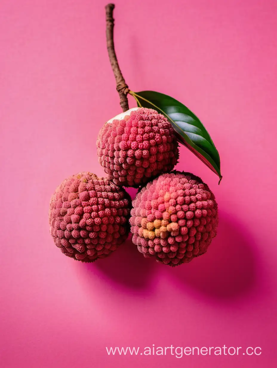 Fresh-Lychee-Fruit-on-Vibrant-Pink-Background