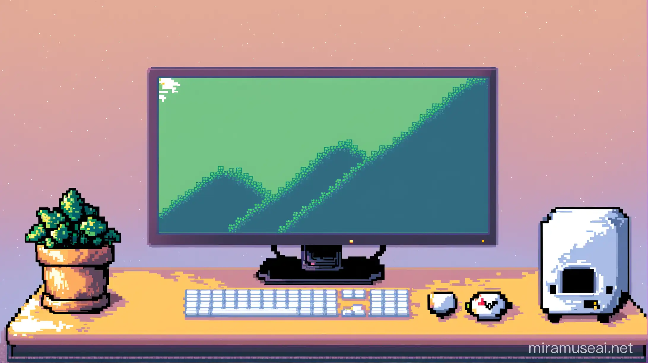 desktop monitor in pixel art style