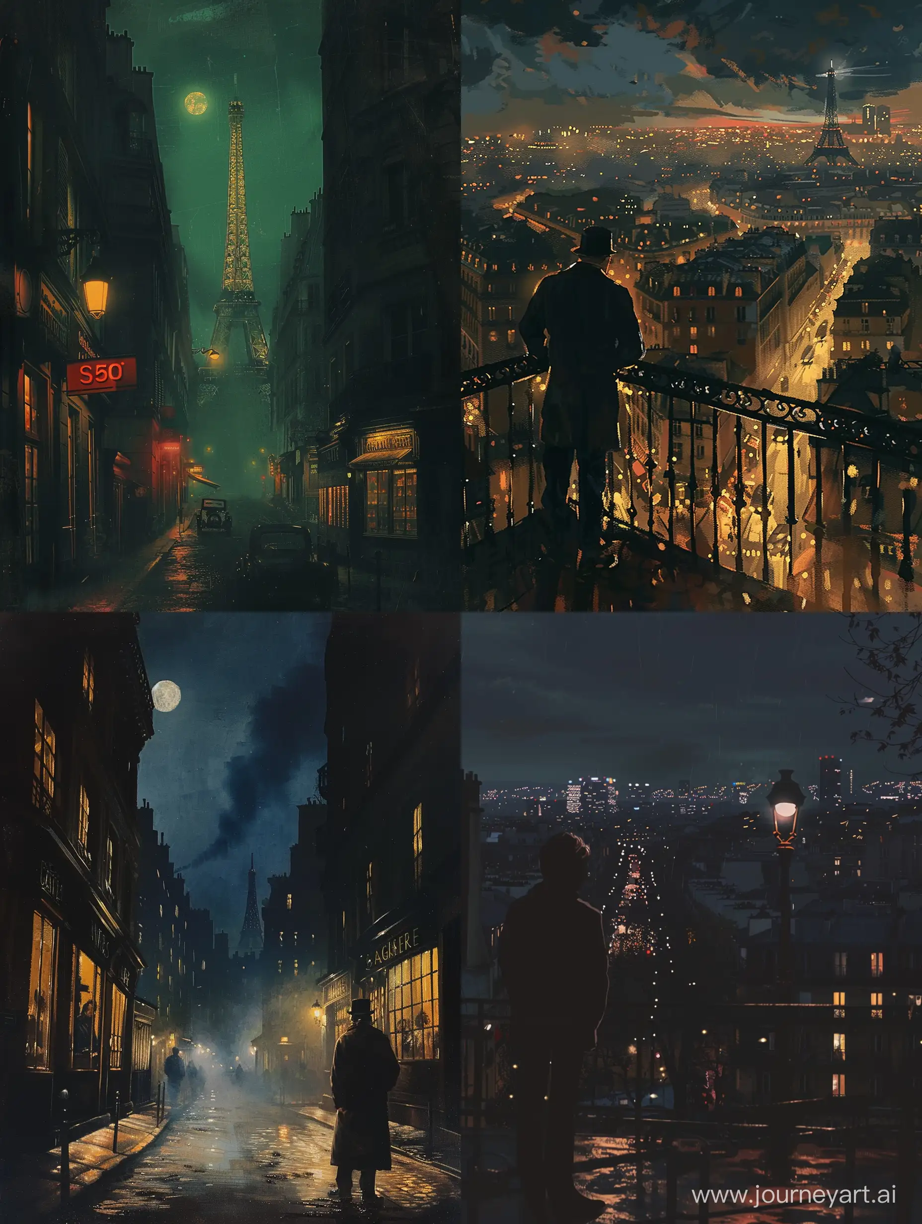 Gabriel Agreste, background of Paris at night, cinematic style, realism, -- s 50