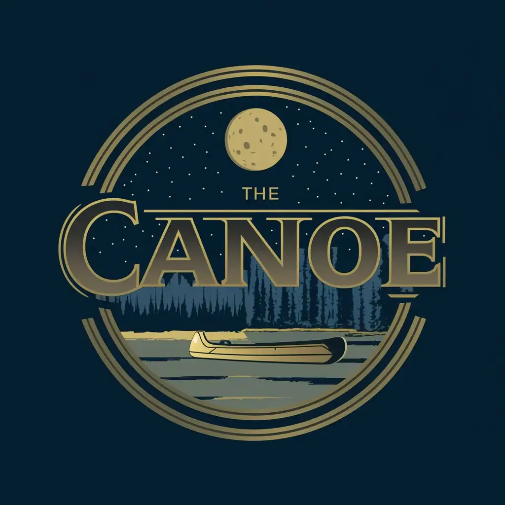 LOGO-Design-For-The-Canoe-Serene-Night-Scene-with-Moonlit-Lake-and-Text-The-Canoe