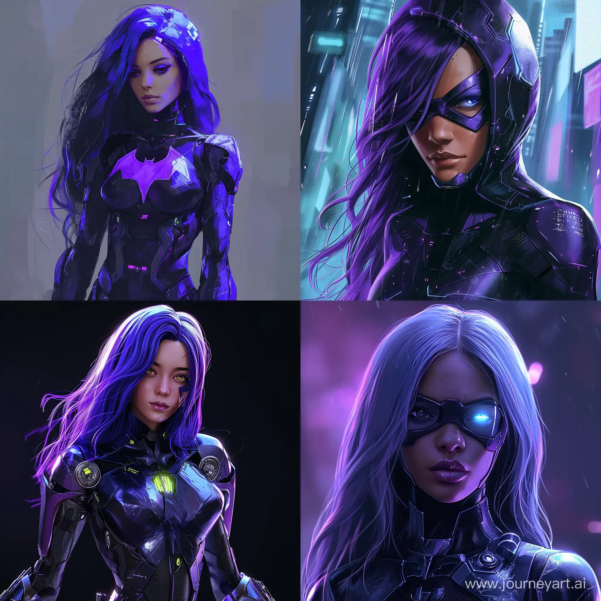 Ultra-futuristic Teen Titans Raven, perfect angle, for artstation, for DeviantArt, ultra-science fiction --v 6