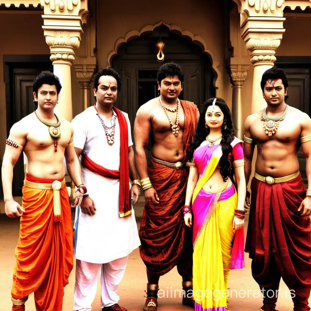 Group-Portrait-of-Five-Pandavas-from-Hindi-Serial-Mahabharatham