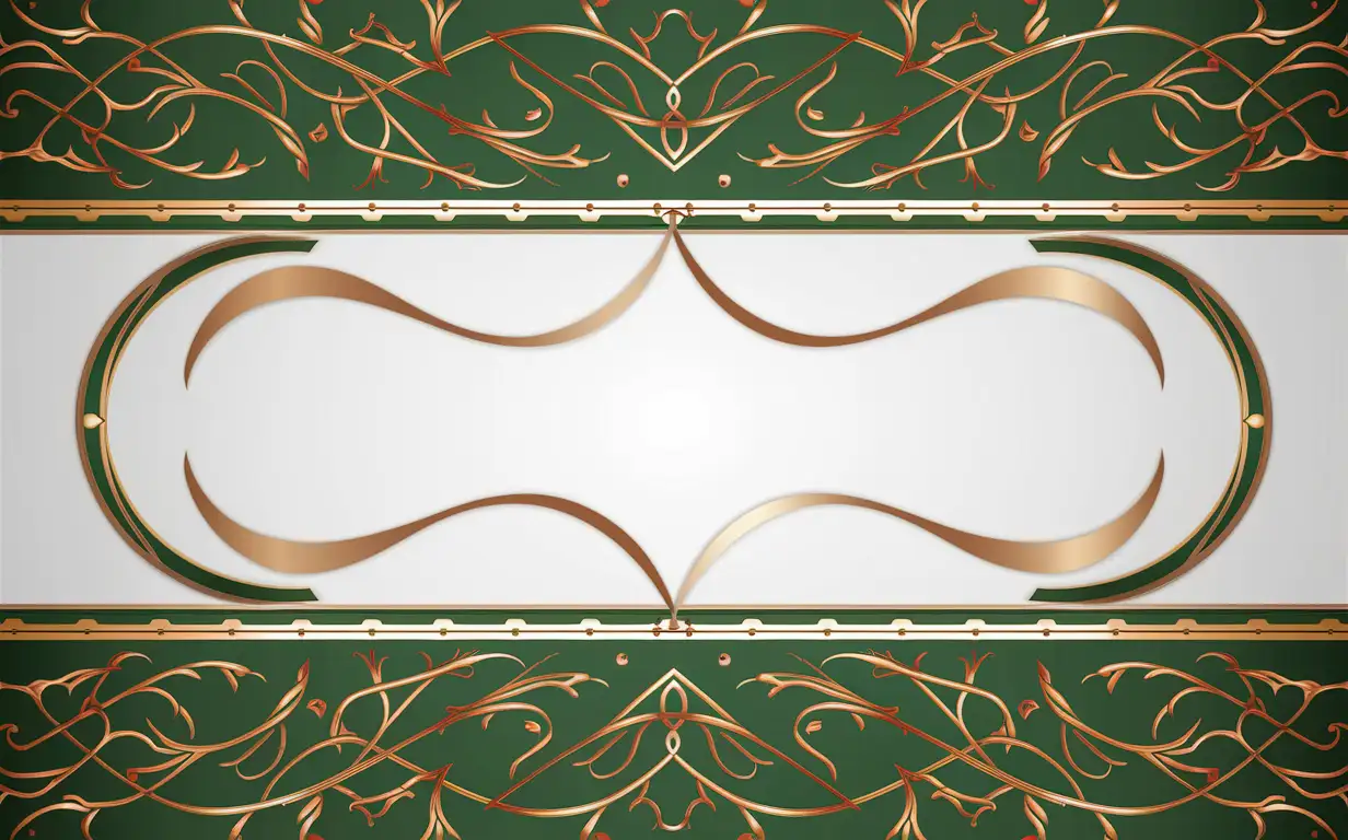Paper(simplified, oval, long, white, horizontal)  with beautiful golden and green border(simplified Persian designs).
Background: white