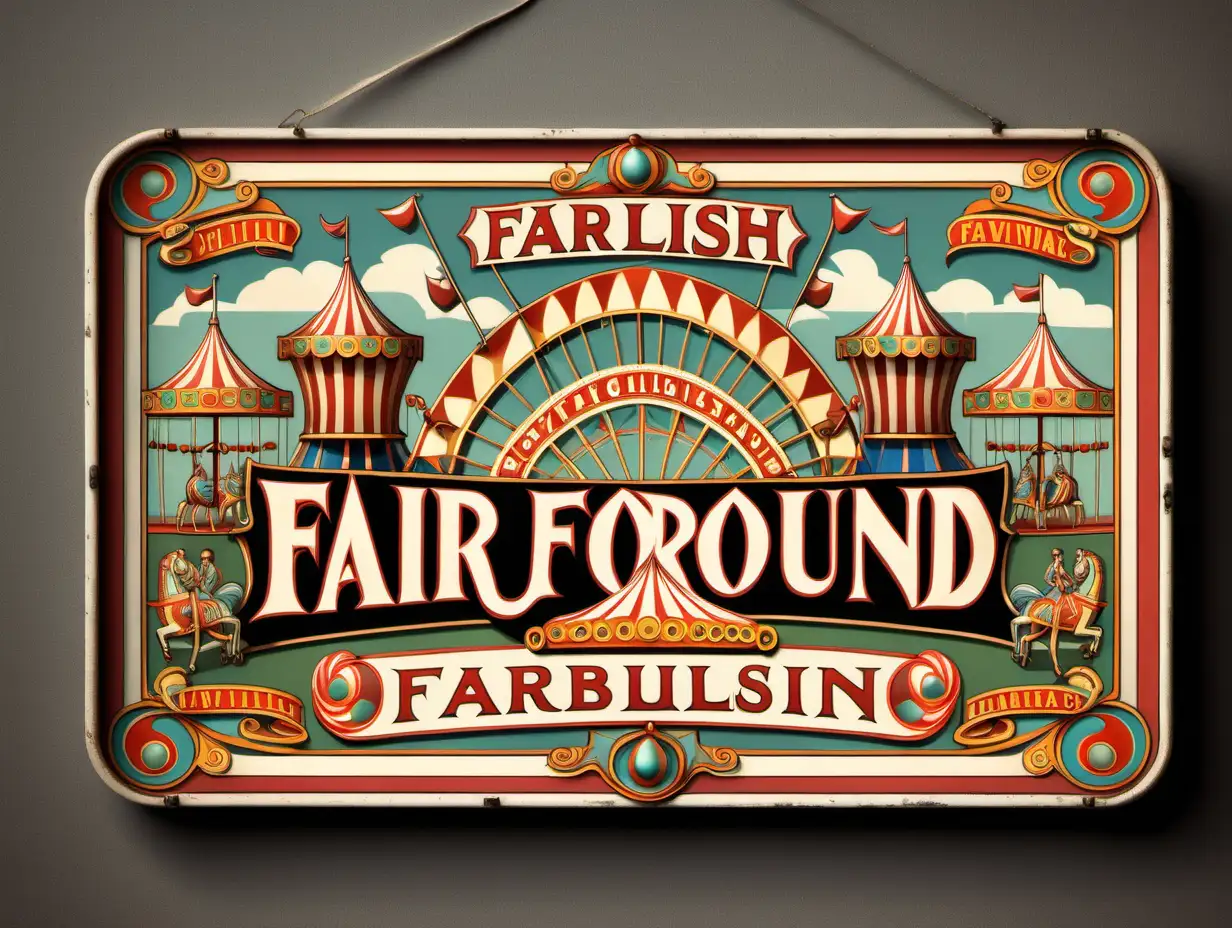 vintage english fairground sign in the style of Ivan Bilibin
