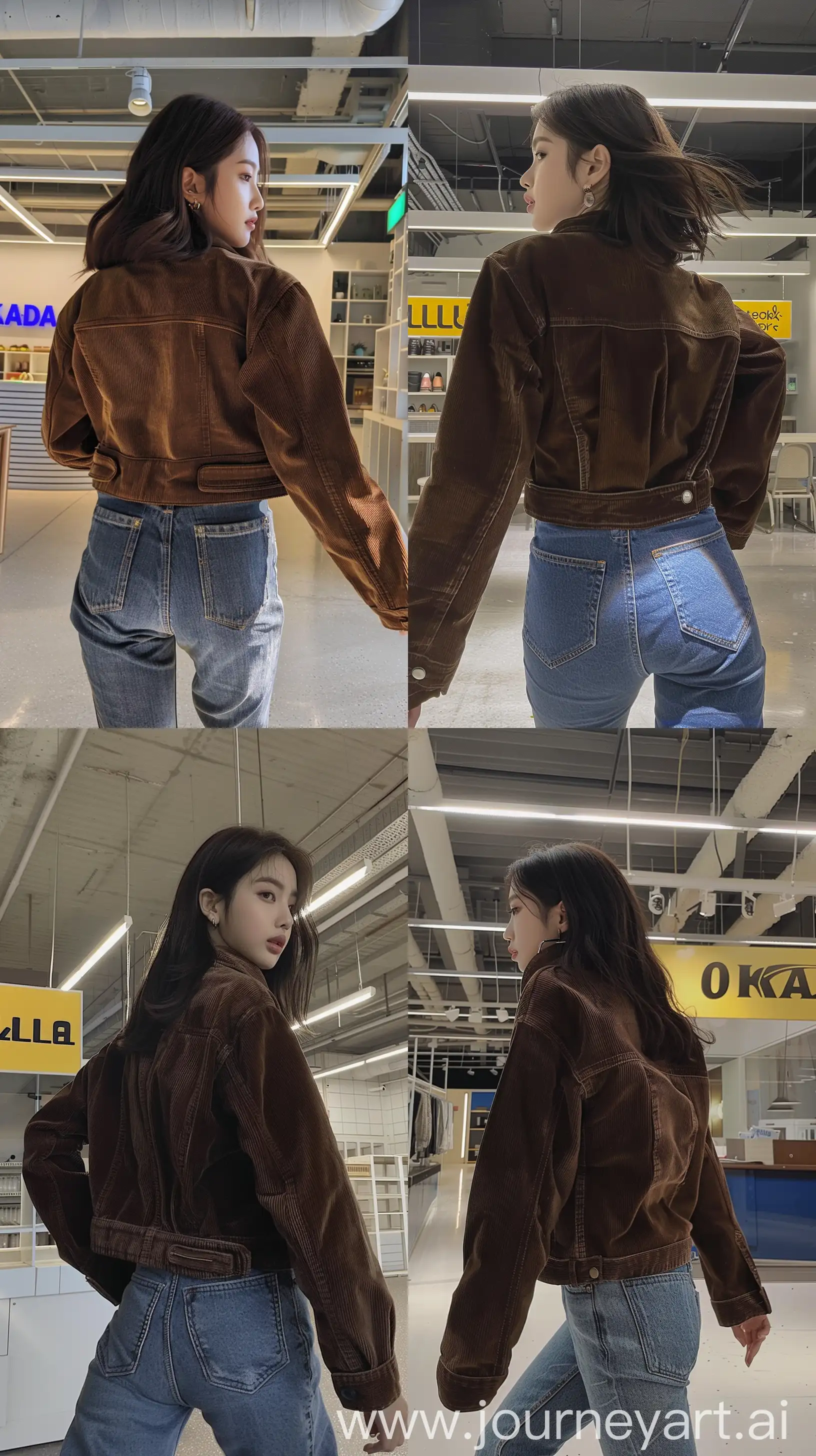 Fashionable-Selfie-Blackpinks-Jennie-in-Brown-Corduroy-Jacket-at-Ikea