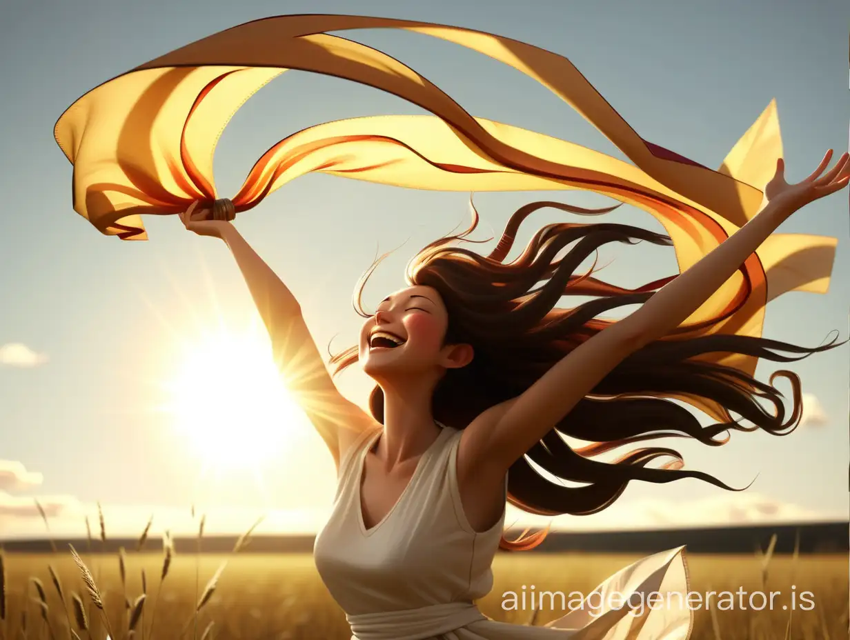 Vibrant-Sunlit-Scene-with-Windblown-Happiness-and-Love