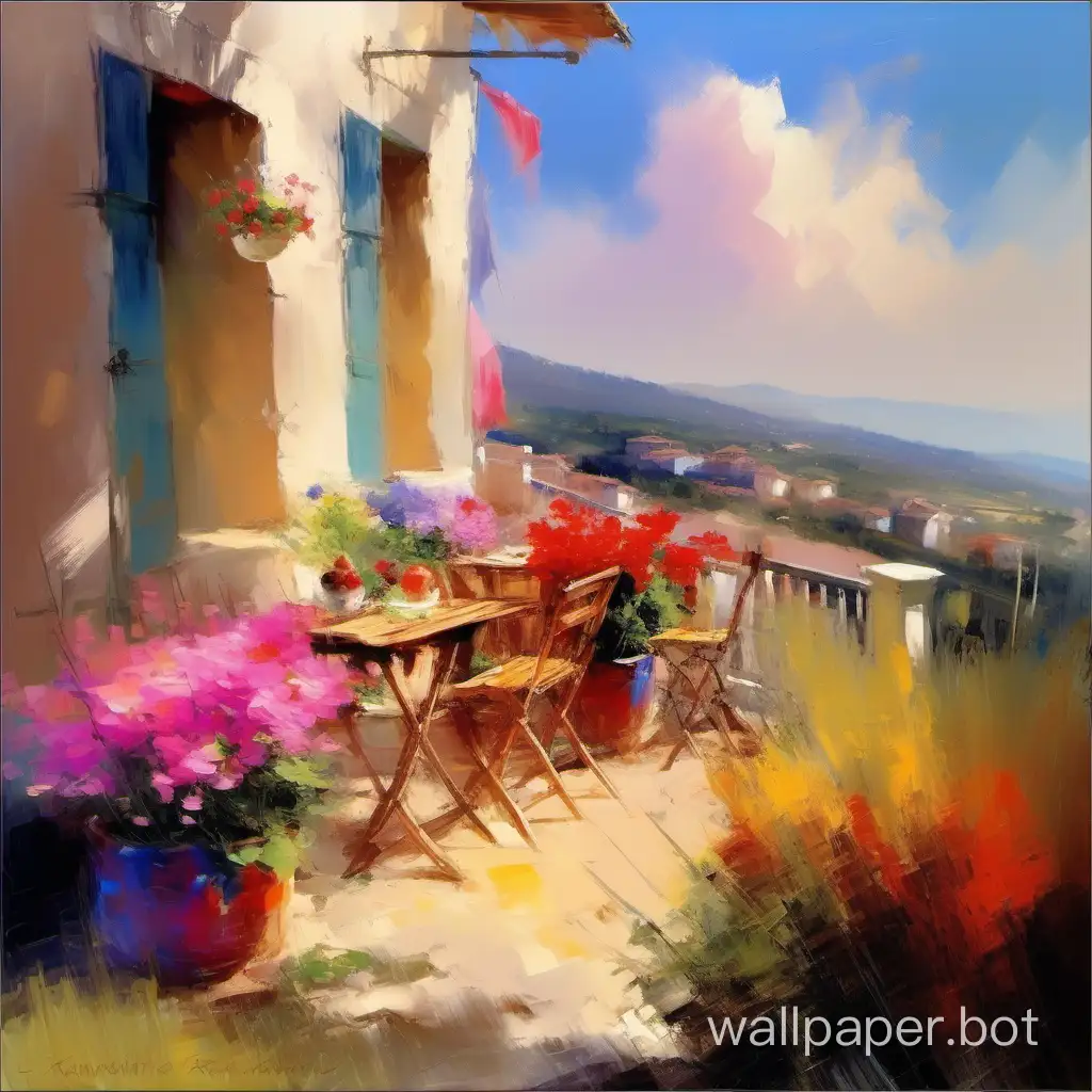 4k. Pino Daeni, Konstantin Razumov dramatic oil painting depicting a lovely view of rural Italy.  Beautiful sky with blue and pink clouds. impasto oil texture paint, Abstract art, Modern Art, Wall Artwork, high quality painting, pallet knife strokes, heavy strokes, hand painting, deep tones, lively colors Realistic, perfect perspective, Perfect composition, 8k artistic concept art, soft natural volumetric cinematic perfect light, sharp focus, highly detailed