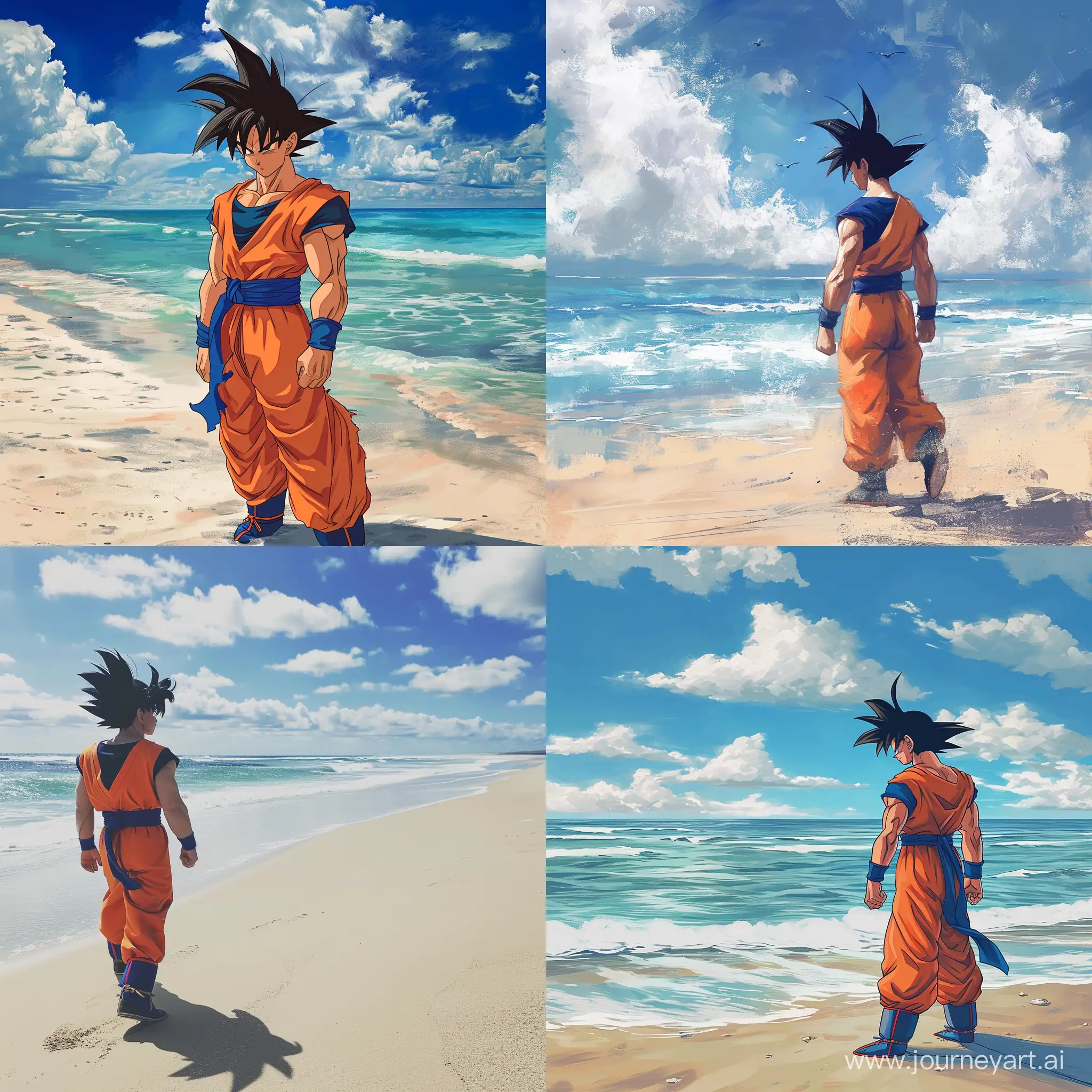 Goku super sayain walking the beach