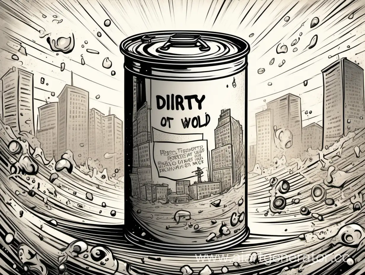 эко комикс от лица жестяной банки где показанно как грязен наш мир в стиле школьника неумеющего рисовать