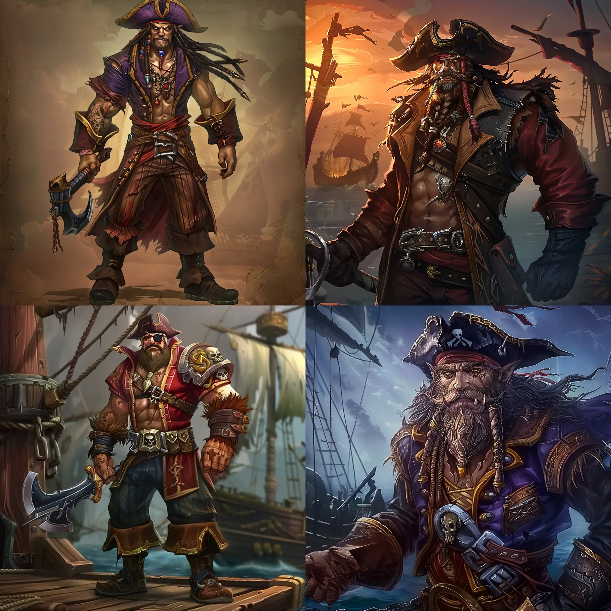 Warcraft animated Pirate theme, full Body view

