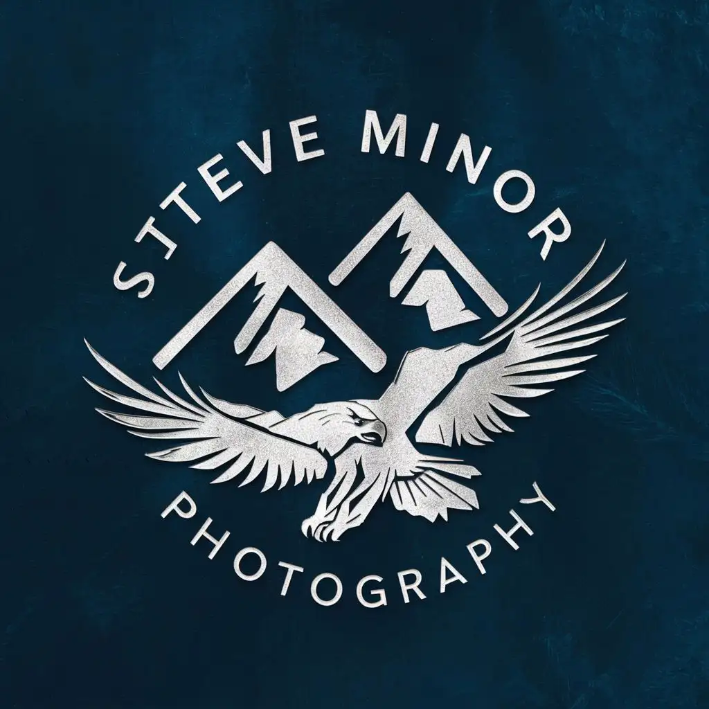 logo, mountain eagles, with the text "Steve Minor Photography", typography