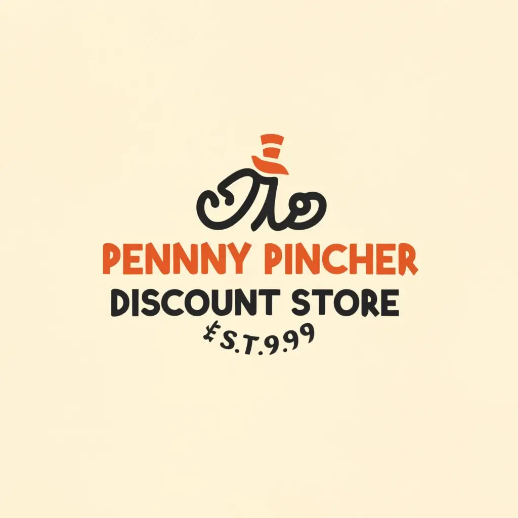 a logo design, with the text 'Penny pincher discount store', main symbol: create a logo called 'Penny pincher discount store', aesthetic, create a unique logo to represent my new discount store. I didn't specify any preferences in terms of color or style, as I'm interested in seeing a wide range of creative proposals. The store name is 'Penny pincher discount store' I would like the logo to carry the idea in a funny and effective way, Minimalistic, clear background