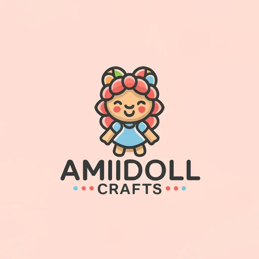 a logo design, with the text "amidoll crafts", main symbol: crocheted girl with amigurumi technique, Minimalistic, be used in Home Family industry, clear background
dont use the horns on top of the hair
brand is amidoll crafts

