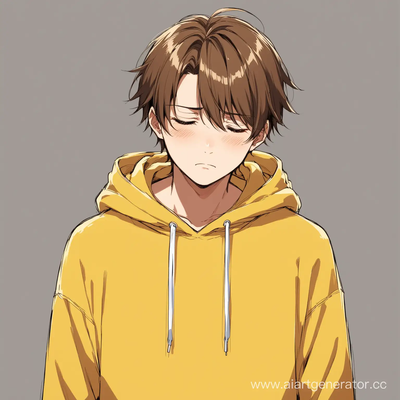 Melancholic-Teenager-in-Yellow-Hoodie-Depressed-Anime-Character-with-Brown-Hair