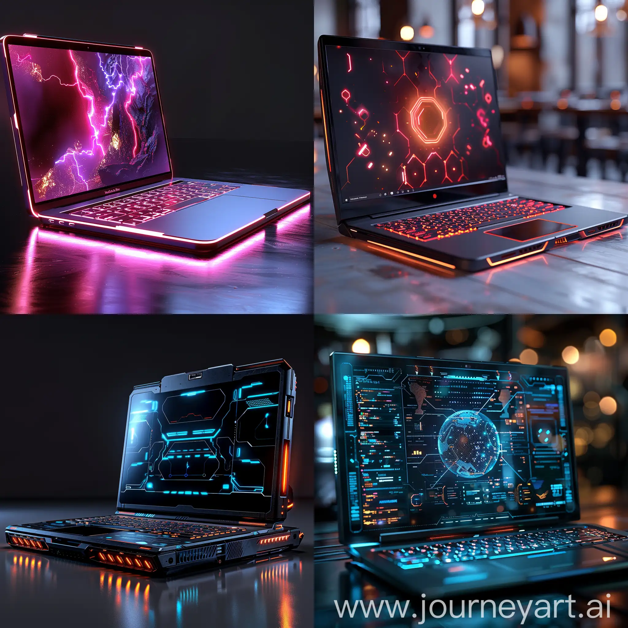 Ultra-modern futuristic laptop, ultramodern futuristic laptop, high-tech materials, octane render --stylize 1000