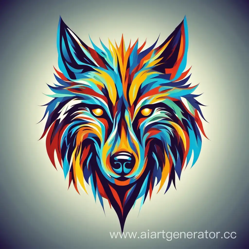 Multicolored-Abstract-Wolfs-Head-Art