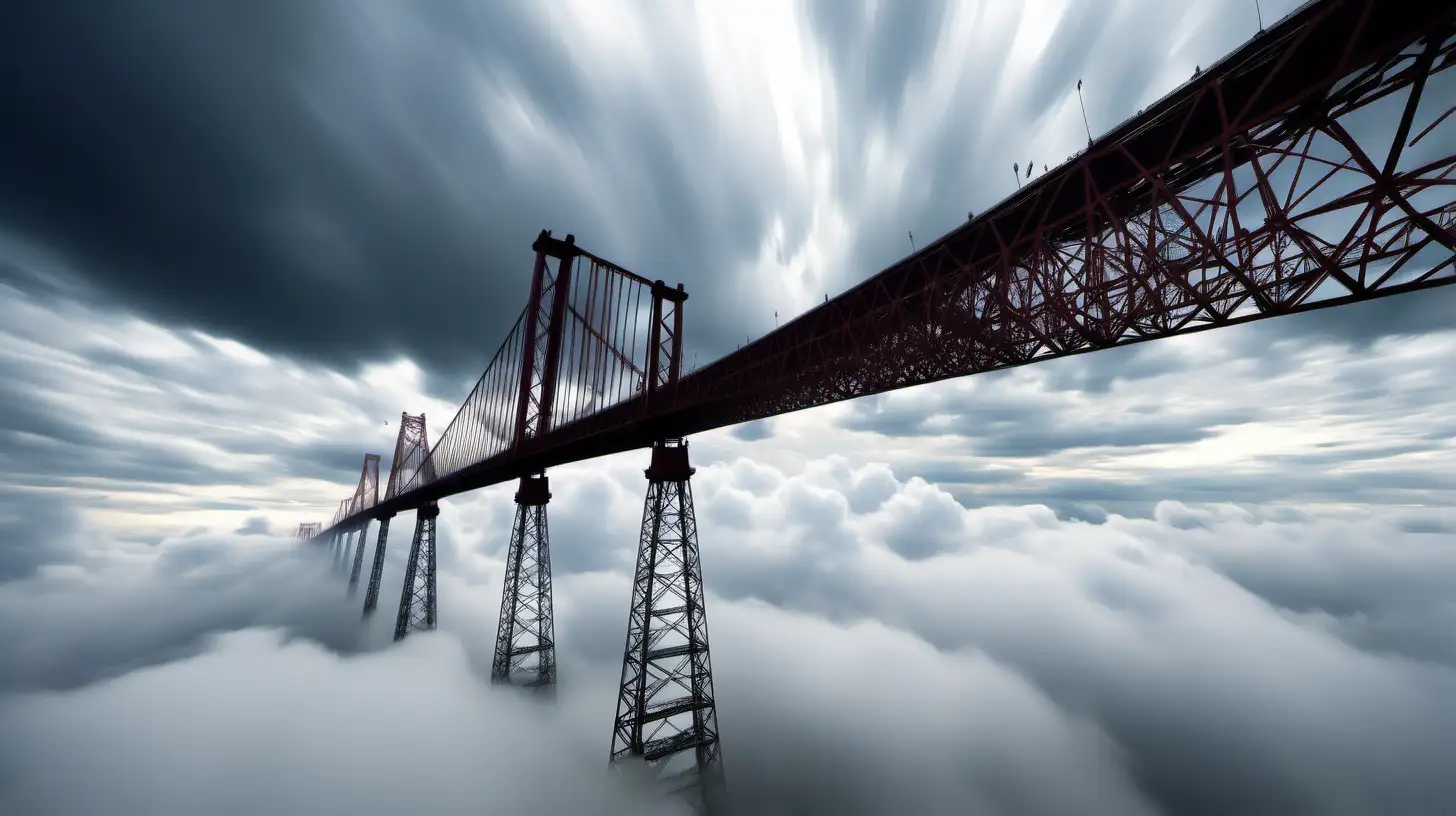 Big Bridge Construction, wow effect, super high bridge, in the clouds