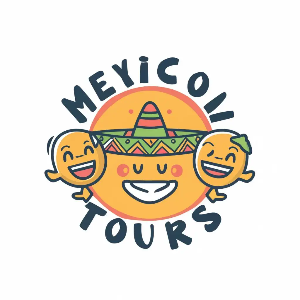 logo, Mexico City and happy face cartoon, with the text ""MEXICOOL TOURS"", typography, be used in Travel industry
