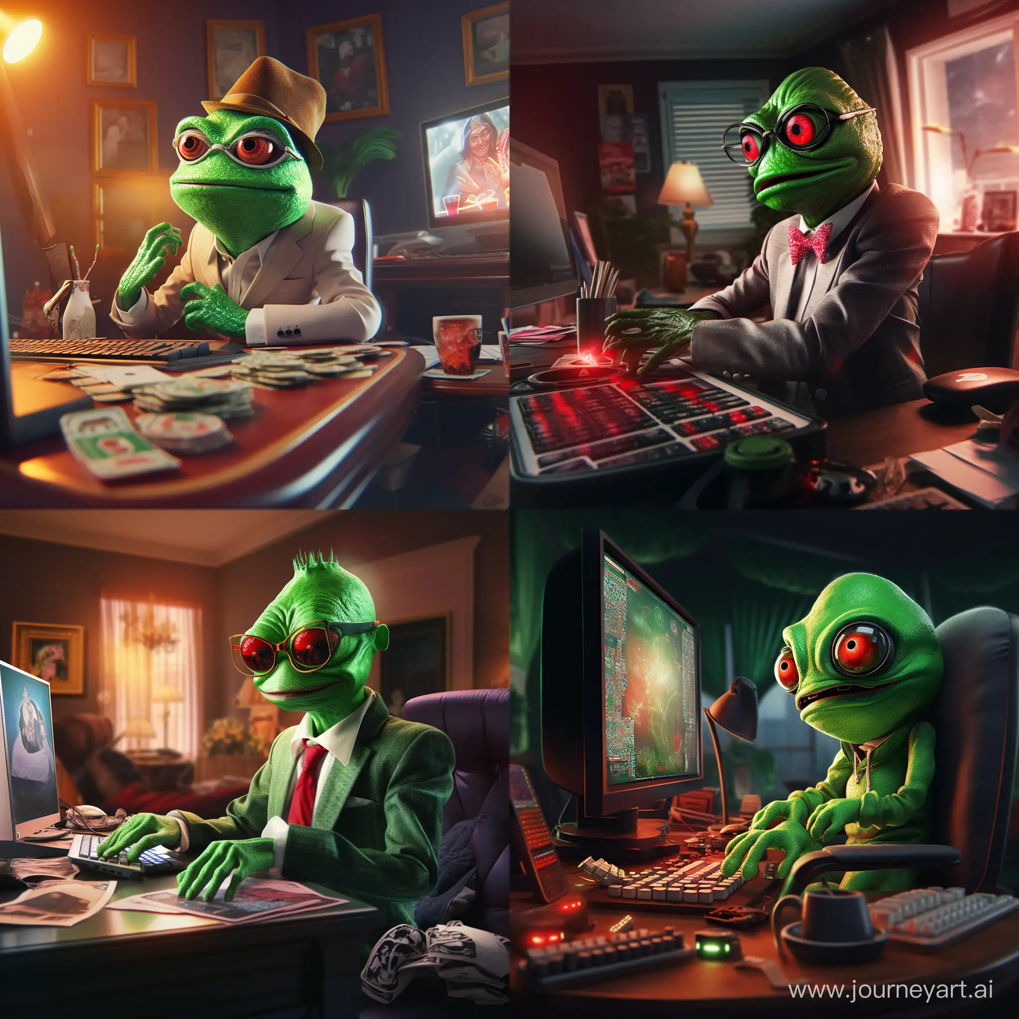 pepe frog playing online casino in the room for youtube header