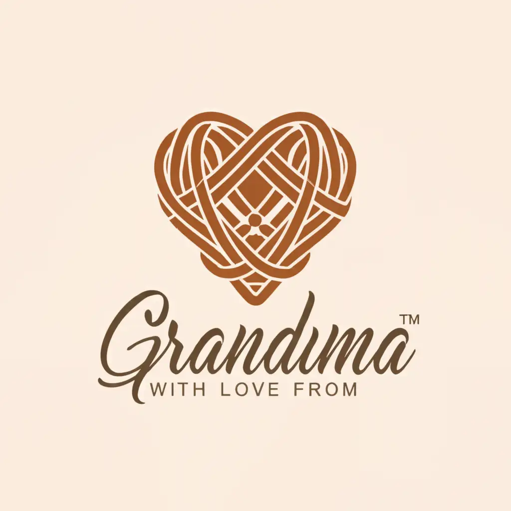 a logo design,with the text "With love from grandma", main symbol:Heart, spokes, yarn, love,,Moderate,clear background